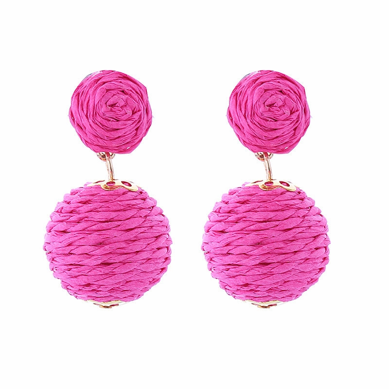 Wholesale Bohemian Handmade Wrap Ball Stud Earrings