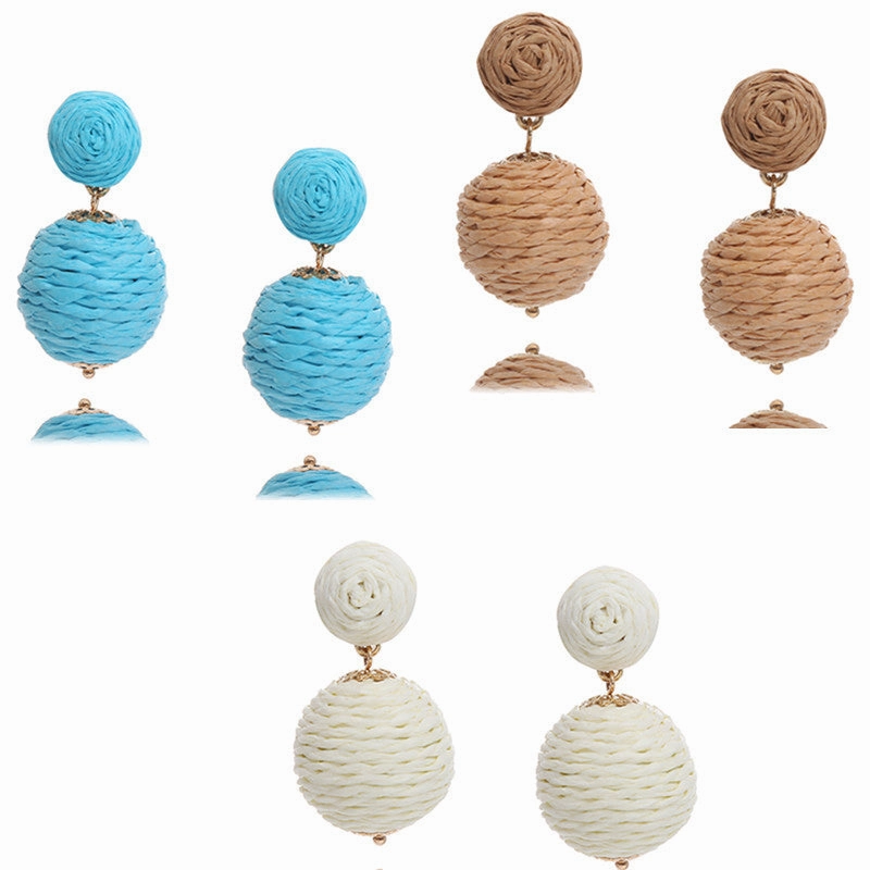 Wholesale Bohemian Handmade Wrap Ball Stud Earrings