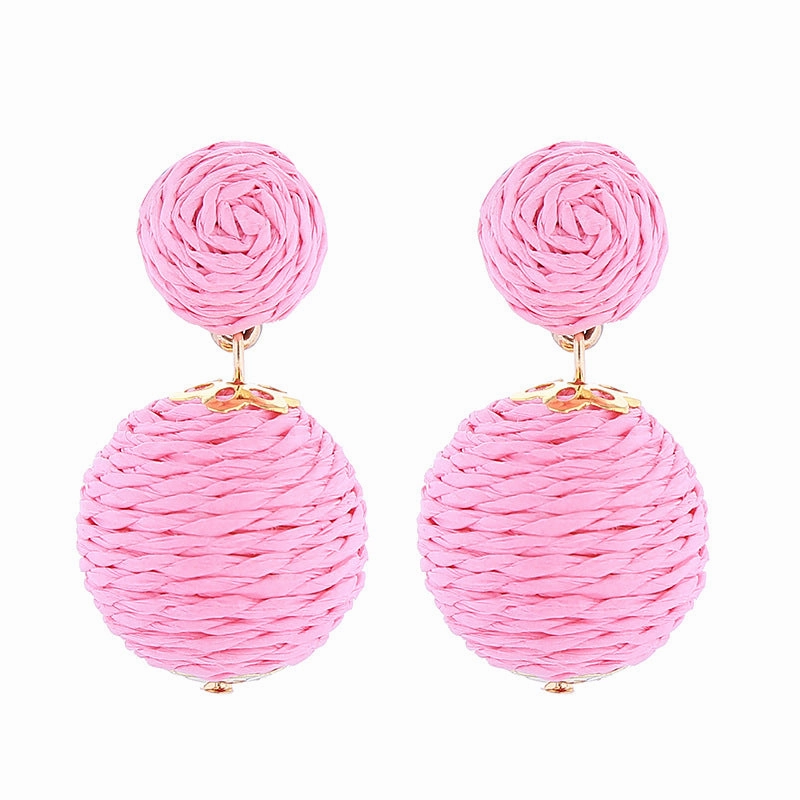 Wholesale Bohemian Handmade Wrap Ball Stud Earrings