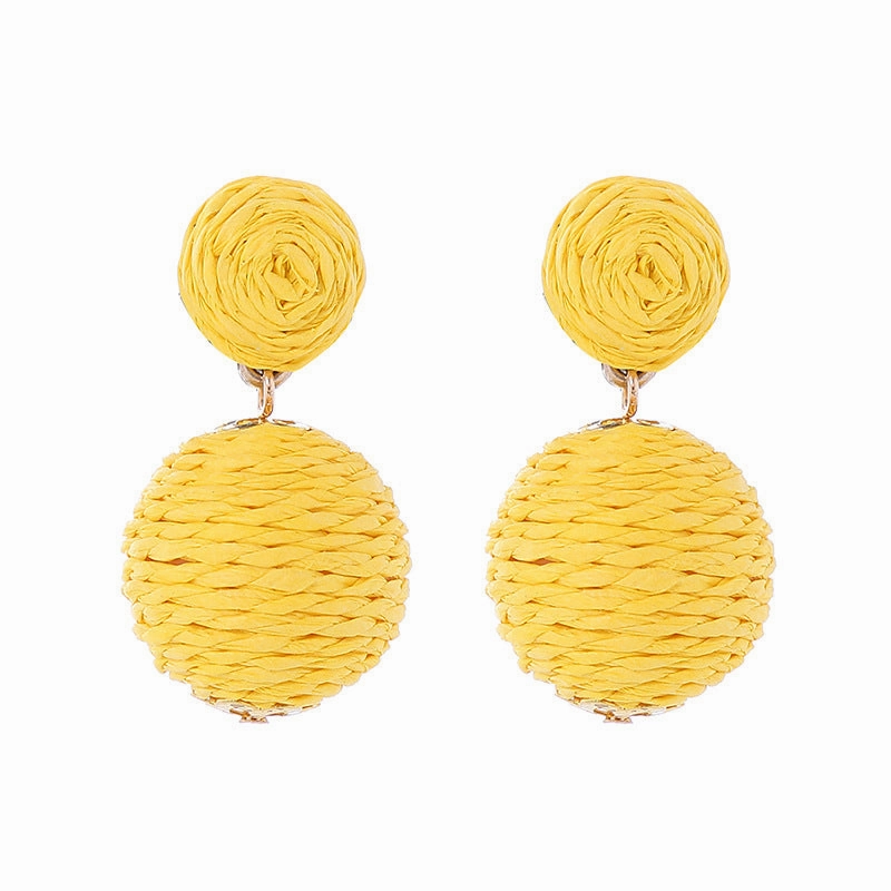 Wholesale Bohemian Handmade Wrap Ball Stud Earrings