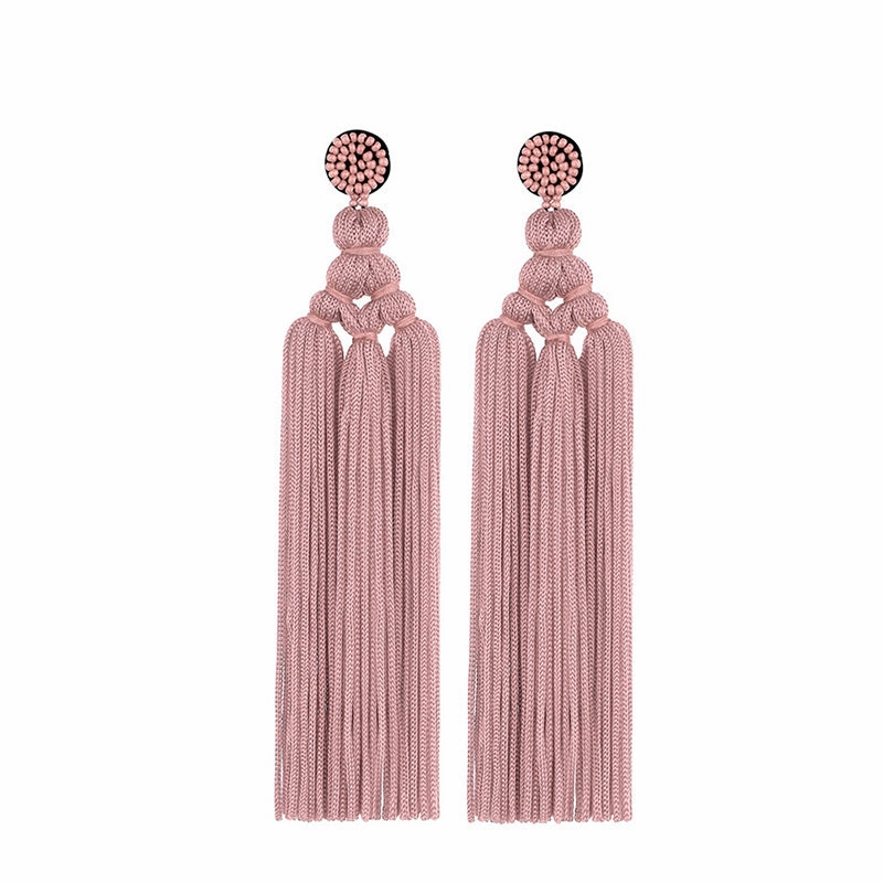 Wholesale Bohemian Handwoven Knotted Tassel Earrings OLY-ES-HSD001