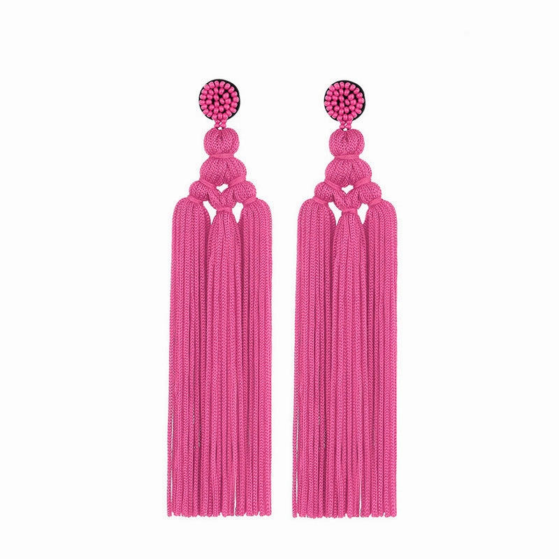 Wholesale Bohemian Handwoven Knotted Tassel Earrings OLY-ES-HSD001