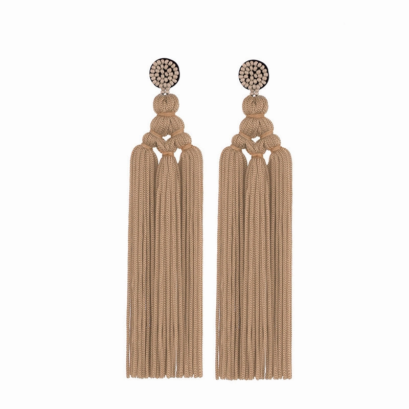 Wholesale Bohemian Handwoven Knotted Tassel Earrings OLY-ES-HSD001