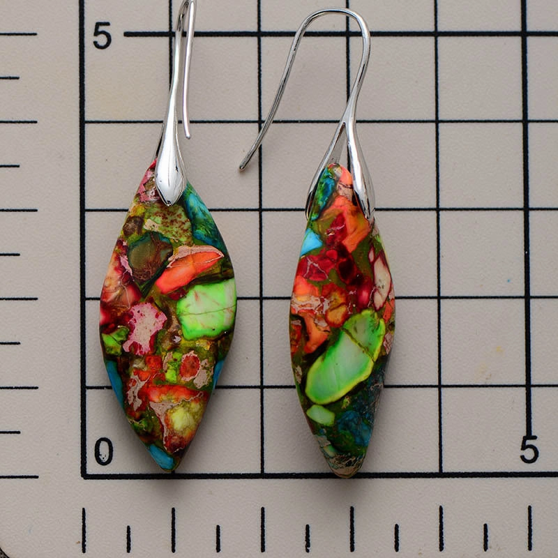 Wholesale Bohemian Imperial Stone Leaf Earrings