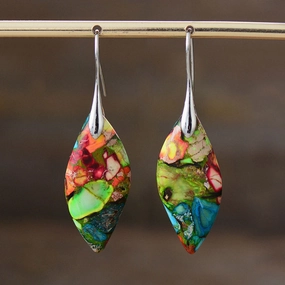 Wholesale Bohemian Imperial Stone Leaf Earrings