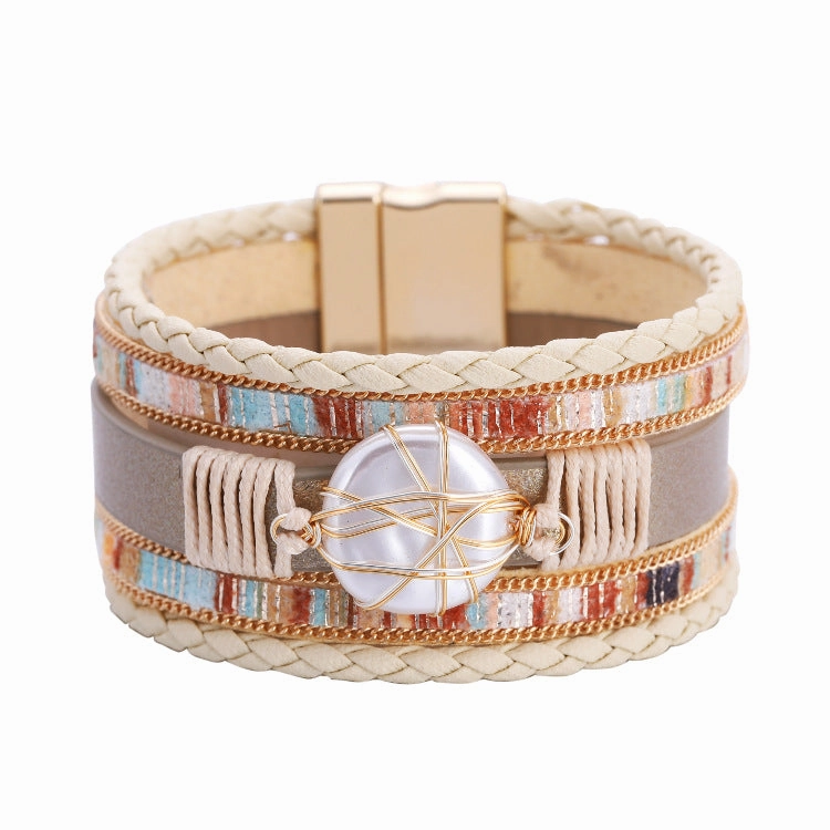 Wholesale Bohemian Leather Magnetic Buckle Bracelet