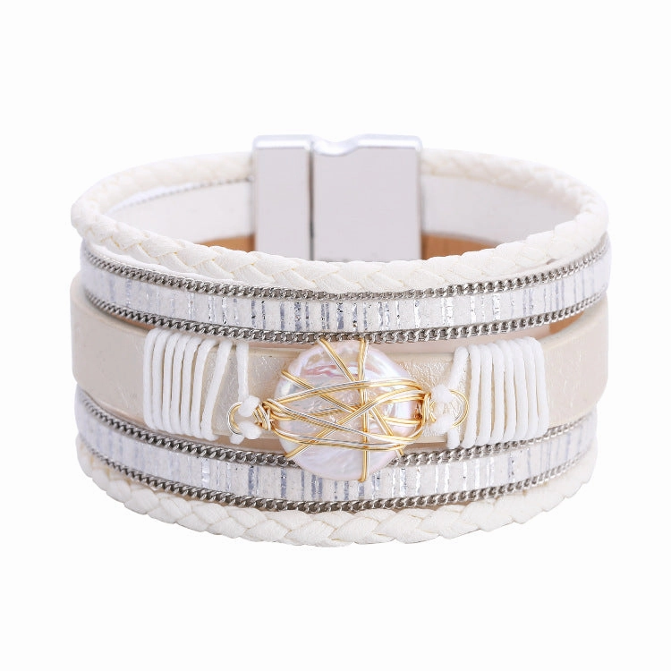 Wholesale Bohemian Leather Magnetic Buckle Bracelet