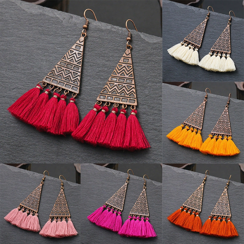 Wholesale Bohemian Long Vintage Tassel Earrings