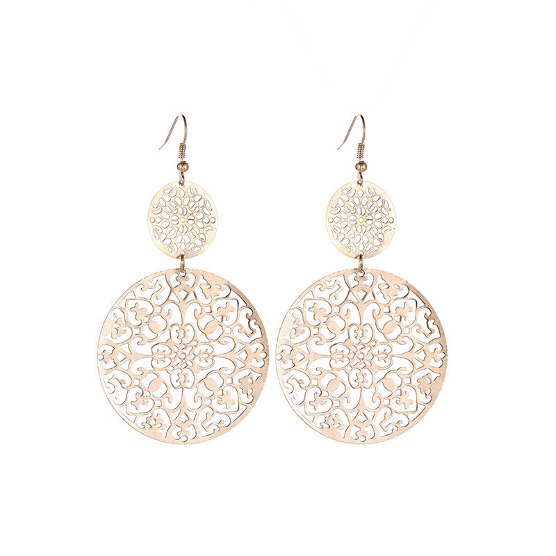 Wholesale Bohemian Metal Hollow Flower Earrings