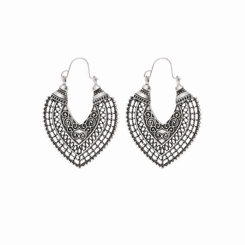 Wholesale Bohemian Metal Hollow Flower Earrings