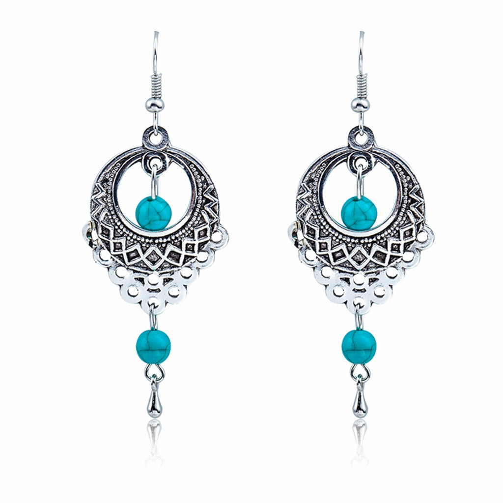 Wholesale Bohemian Metal Hollow Flower Earrings