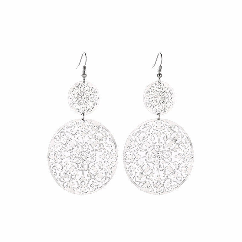 Wholesale Bohemian Metal Hollow Flower Earrings