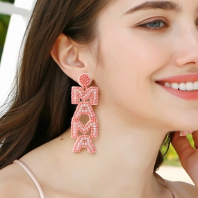 Wholesale Bohemian Mom Mother's Day Vintage Letters Rice Beads Earrings