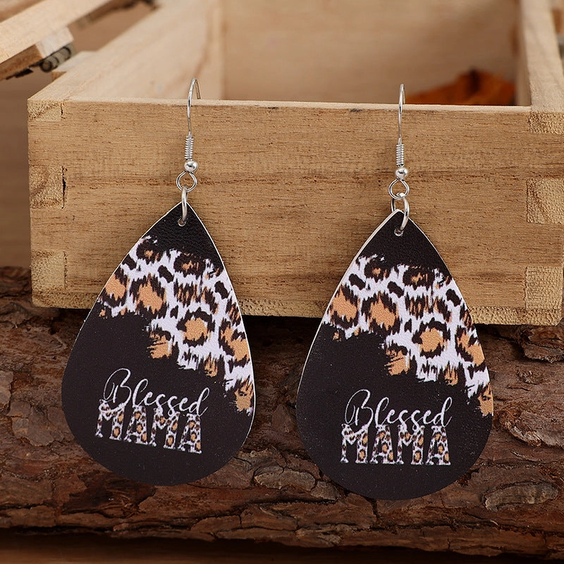 Wholesale Bohemian Mother's Day Leopard Leather Earrings
