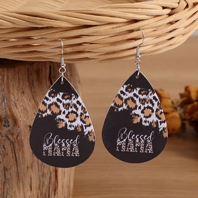 Wholesale Bohemian Mother's Day Leopard Leather Earrings