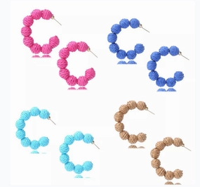 Wholesale Bohemian Multicolor Raffia Earrings