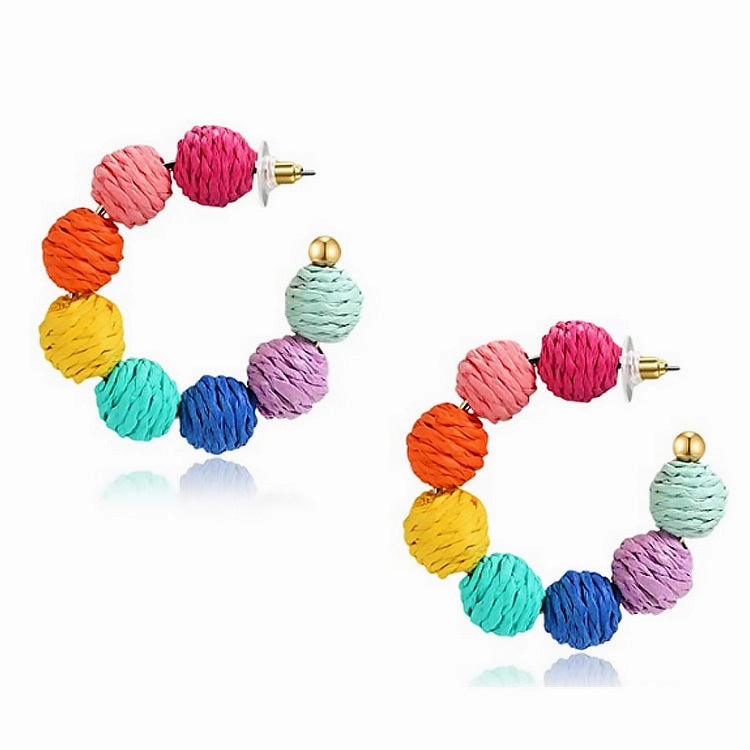 Wholesale Bohemian Multicolor Raffia Earrings