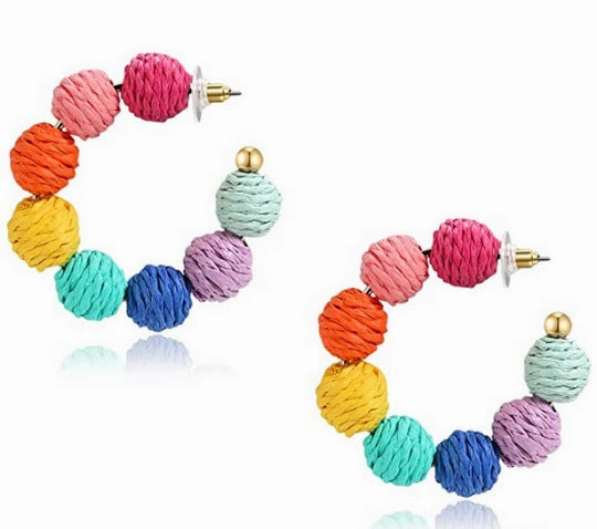 Wholesale Bohemian Multicolor Raffia Earrings
