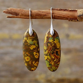 Wholesale Bohemian Natural Stone Geometric Pendant Earrings