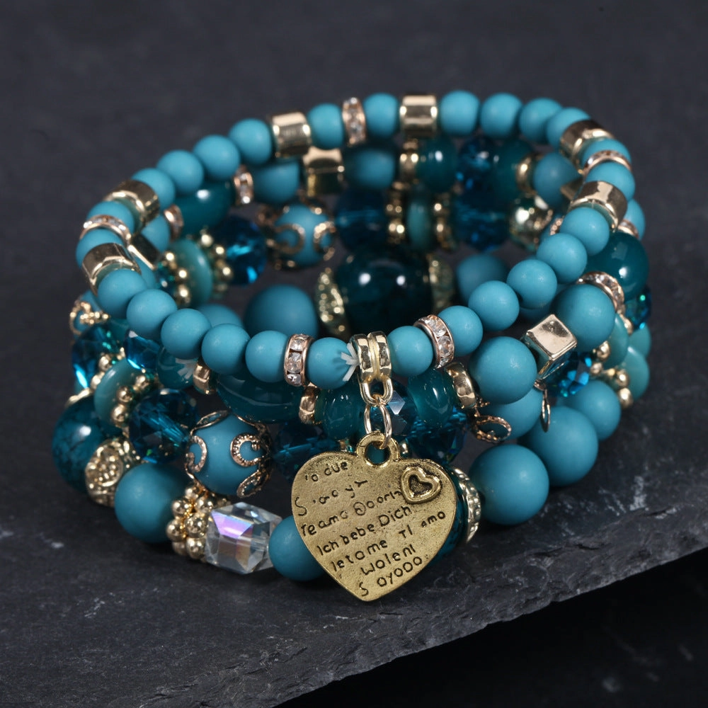 Wholesale Bohemian Ocean Style Candy Color Beaded Bracelet Set
