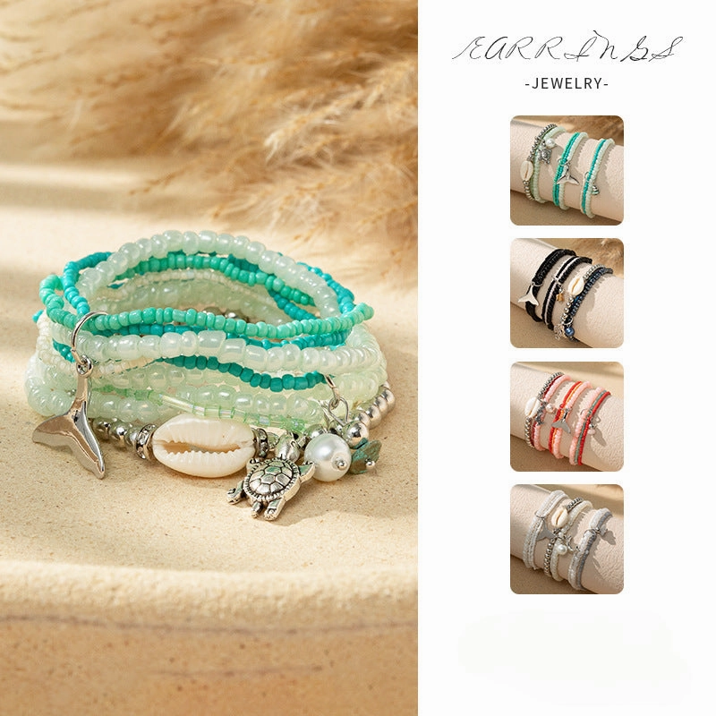 Wholesale Bohemian Ocean Style Stacked Rice Bead Bracelets
