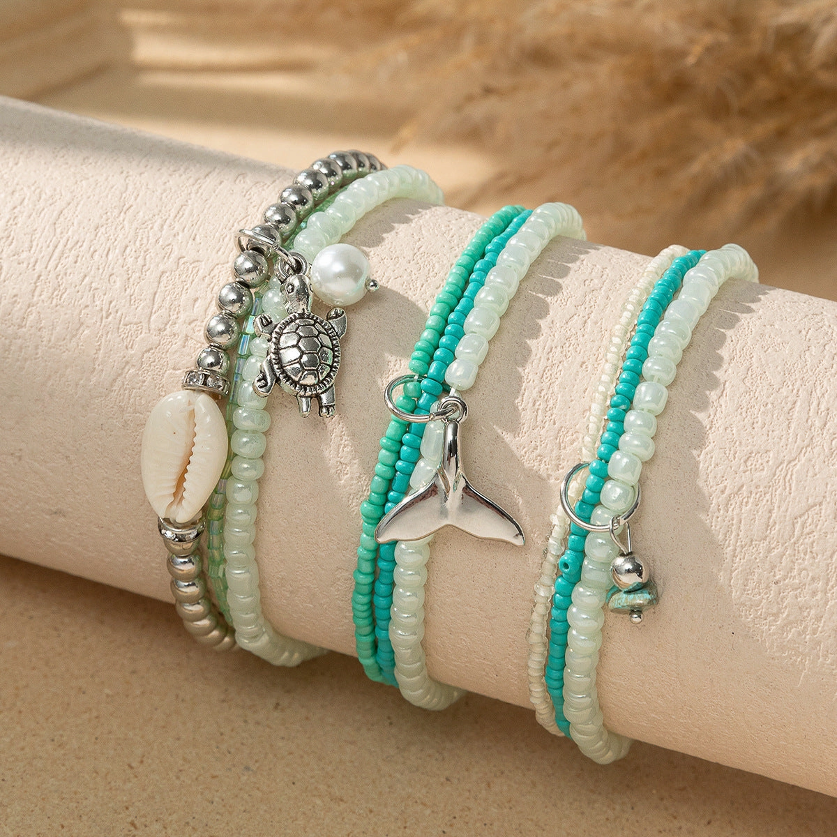 Wholesale Bohemian Ocean Style Stacked Rice Bead Bracelets