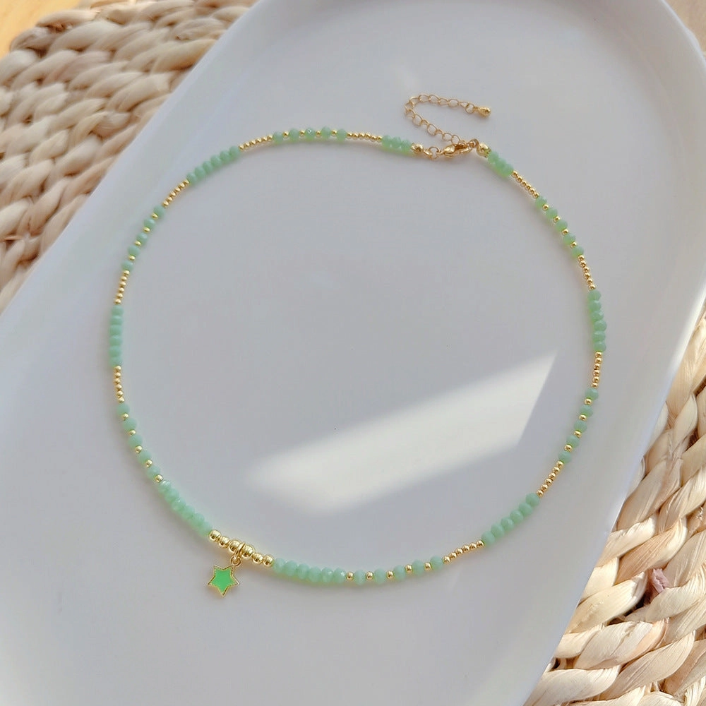 Wholesale Bohemian Oil Drop Evil Eye Artificial Crystal Beads Necklace
