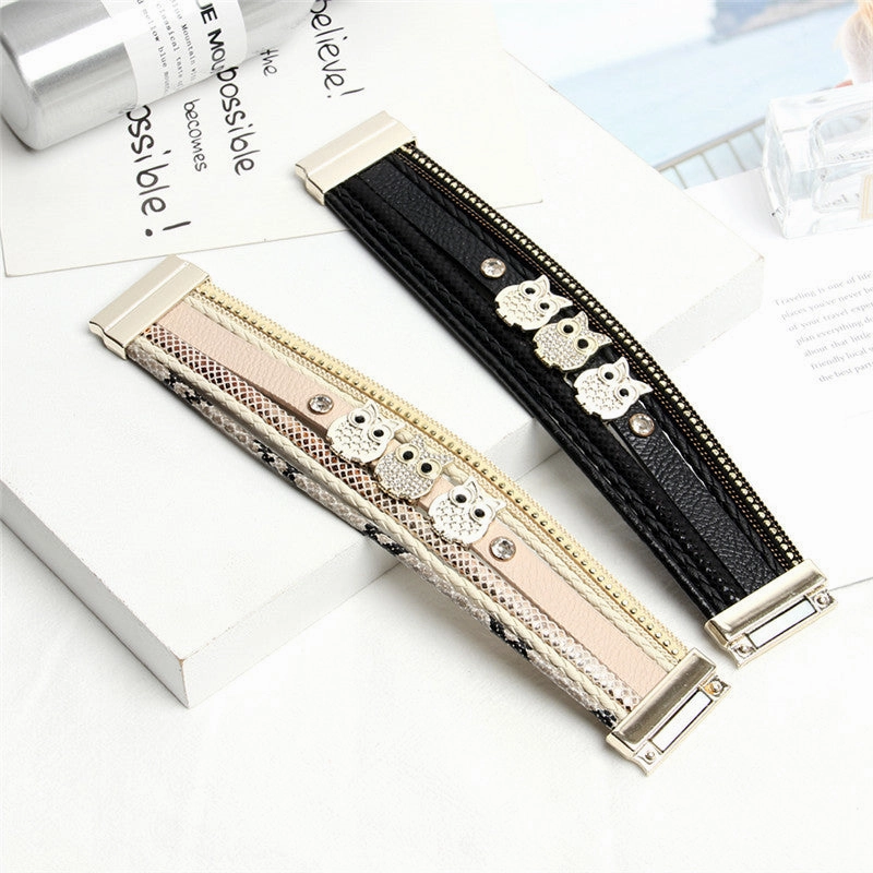 Wholesale Bohemian Owl Leather Bracelet
