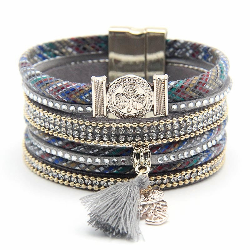 Wholesale Bohemian Owl Leather Bracelet