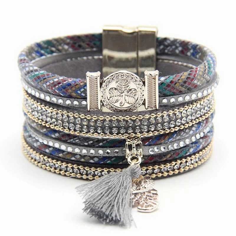 Wholesale Bohemian Owl Leather Bracelet