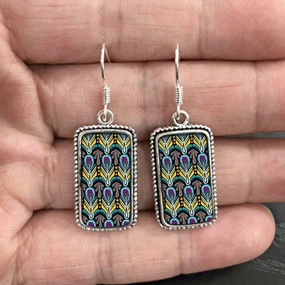 Wholesale Bohemian Peacock Feather Alloy Earrings