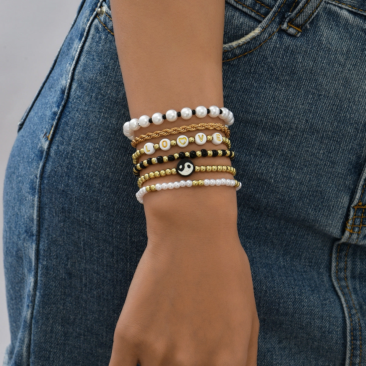 Wholesale Bohemian Pearl Plastic Bracelet