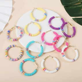 Wholesale Bohemian Polychrome Alloy Hoop Earrings