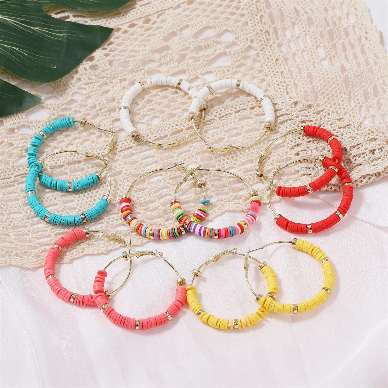 Wholesale Bohemian Polychrome Alloy Hoop Earrings