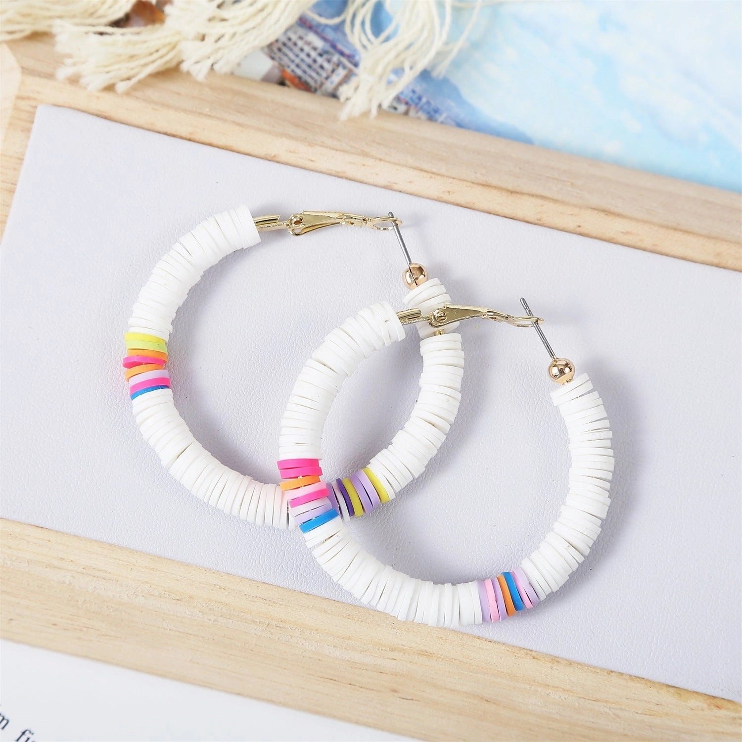 Wholesale Bohemian Polychrome Alloy Hoop Earrings