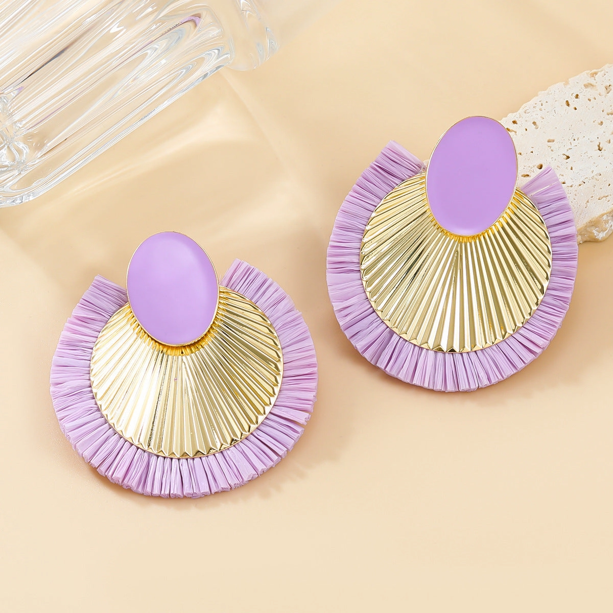 Wholesale Bohemian Raffia Alloy Earrings
