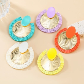 Wholesale Bohemian Raffia Alloy Earrings