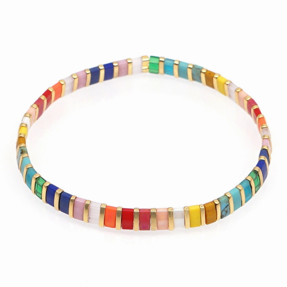 Wholesale Bohemian Rainbow Daisy Glass Bracelet