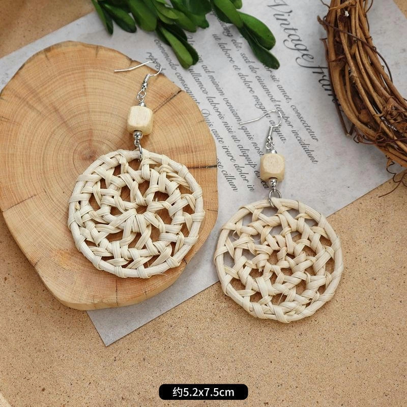 Wholesale Bohemian Rattan Wood Earrings