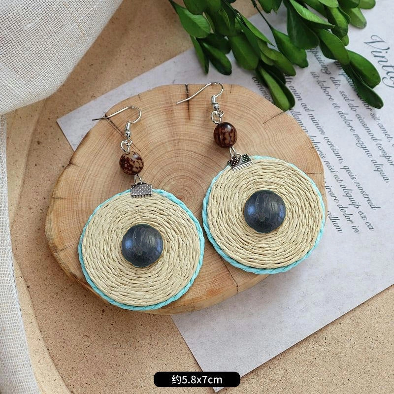 Wholesale Bohemian Rattan Wood Earrings