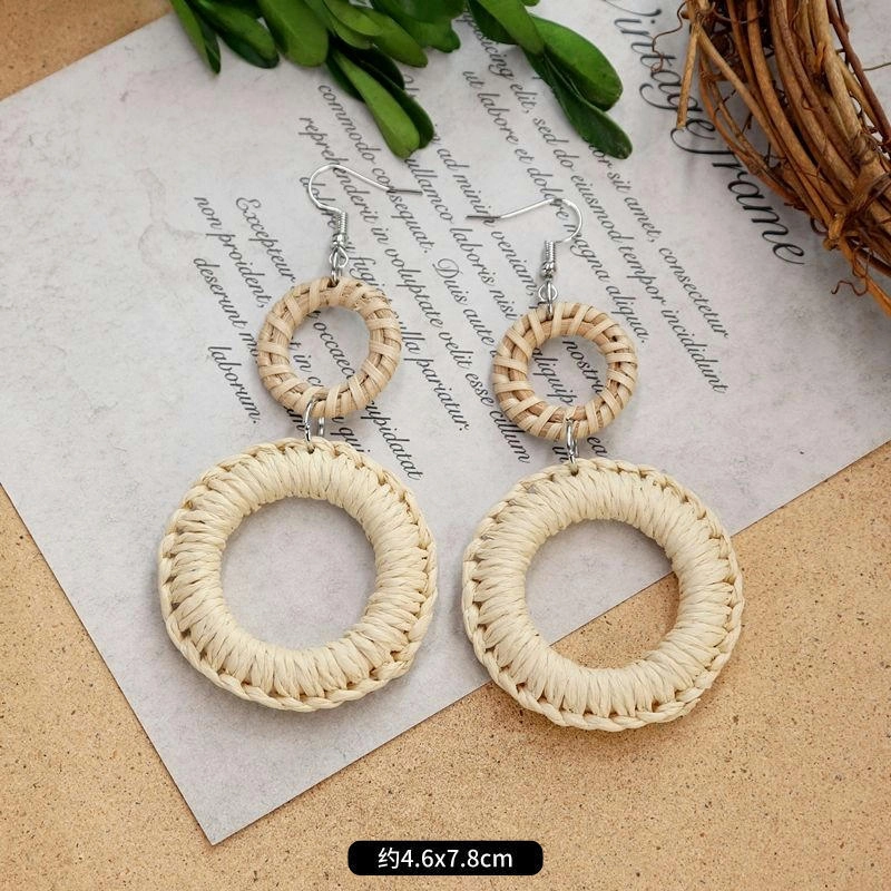 Wholesale Bohemian Rattan Wood Earrings