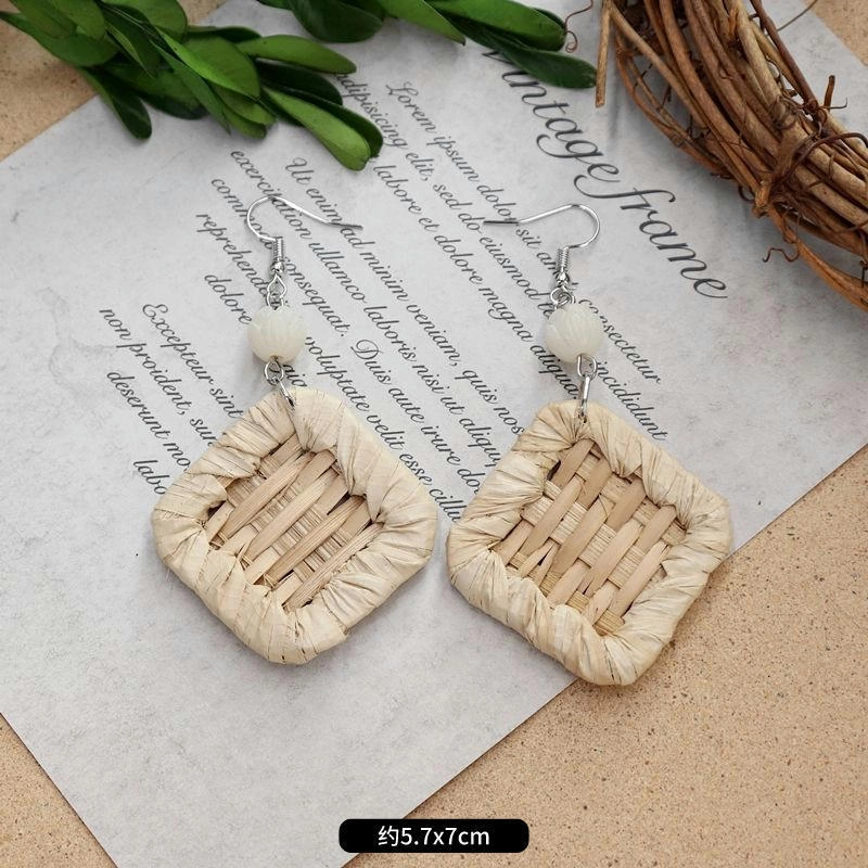 Wholesale Bohemian Rattan Wood Earrings