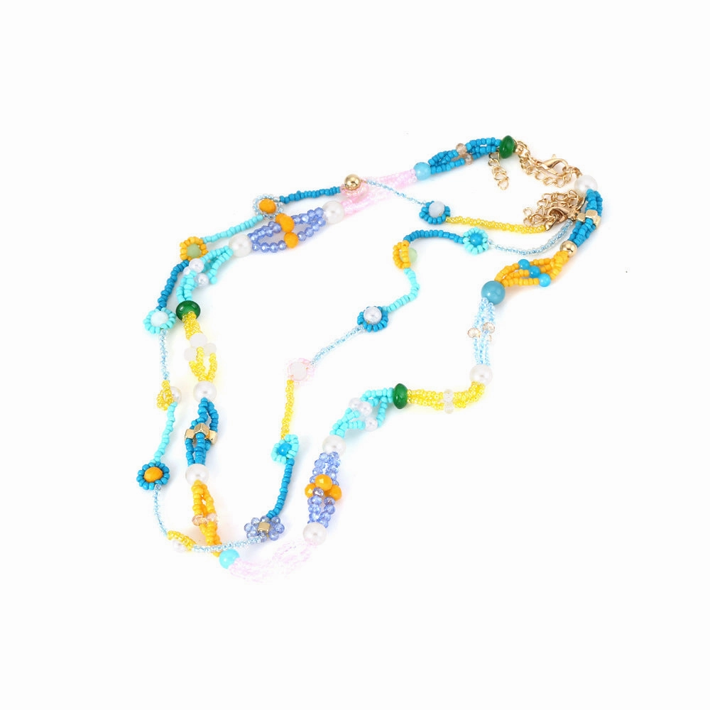 Wholesale Bohemian Resin Beaded Necklace with Multi-layer Folding Necklace