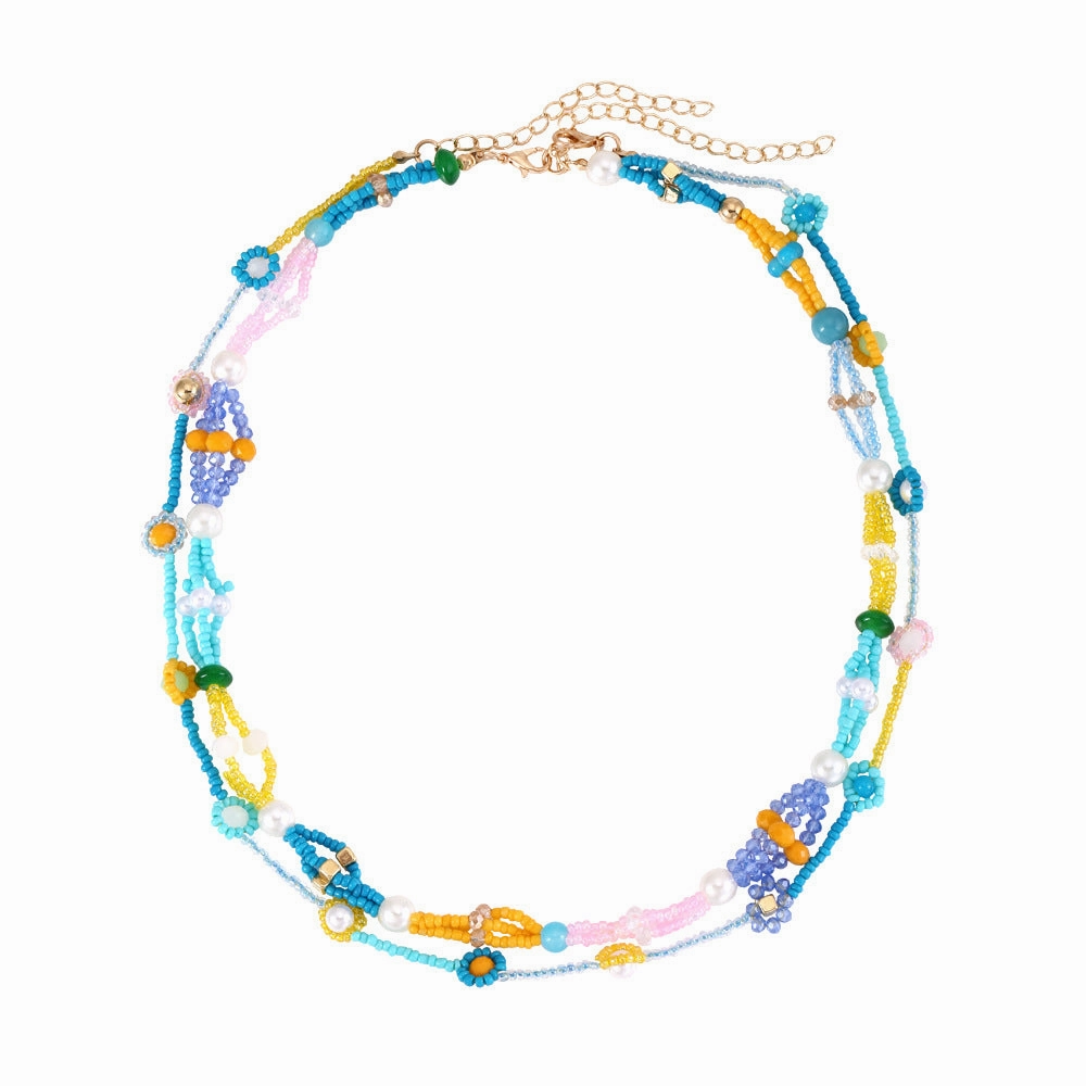 Wholesale Bohemian Resin Beaded Necklace with Multi-layer Folding Necklace