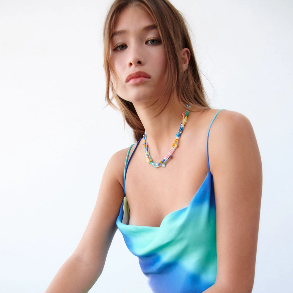 Wholesale Bohemian Resin Beaded Necklace with Multi-layer Folding Necklace