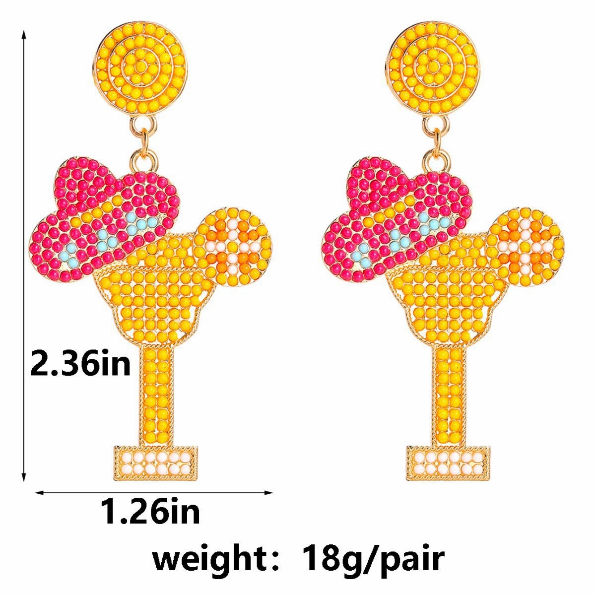 Wholesale Bohemian Rice Bead Alloy Wine Glass Earrings