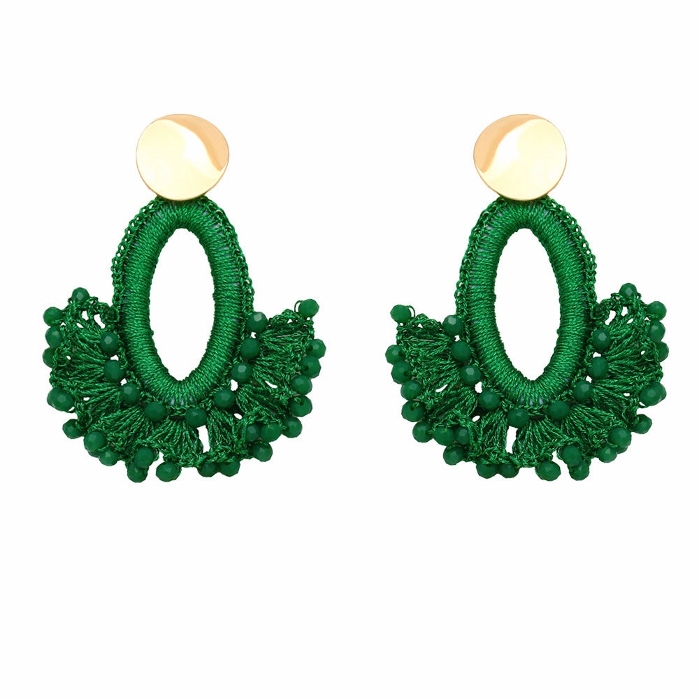 Wholesale Bohemian Scalloped Tassel Bead Ear Studs
