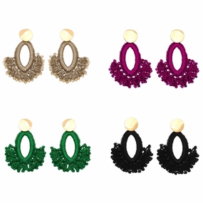 Wholesale Bohemian Scalloped Tassel Bead Ear Studs