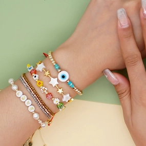 Wholesale Bohemian Seashell Daisy Glass Bracelet