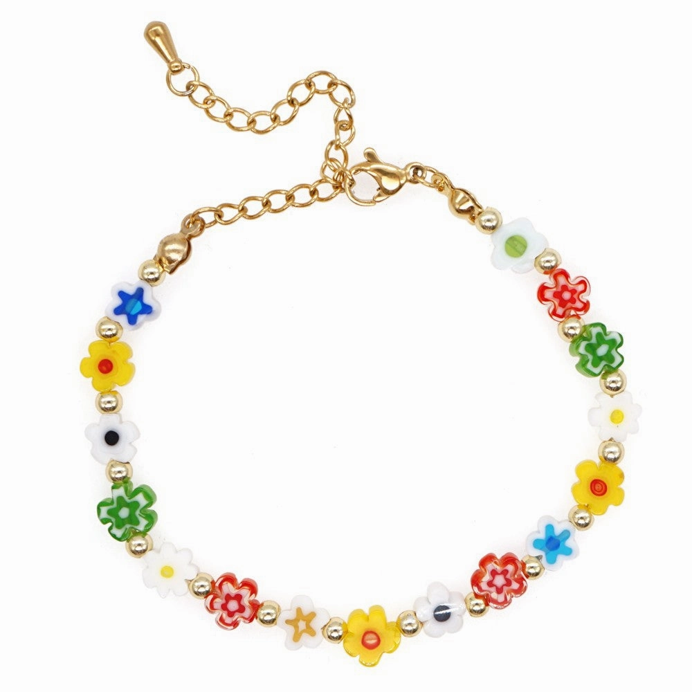Wholesale Bohemian Seashell Daisy Glass Bracelet